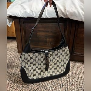Vintage Gucci GG Canvas Jackie O Beige / Brown Shoulder Bag